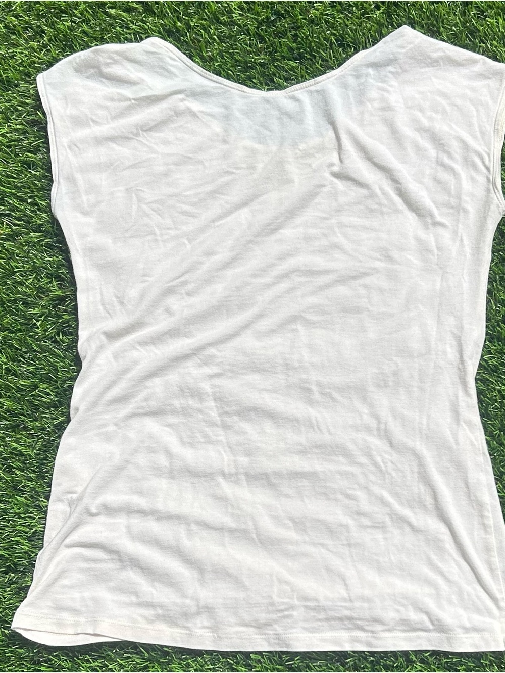 DownEast Cream Scoop Neck Cap Sleeve Tee - Picture 3 of 3